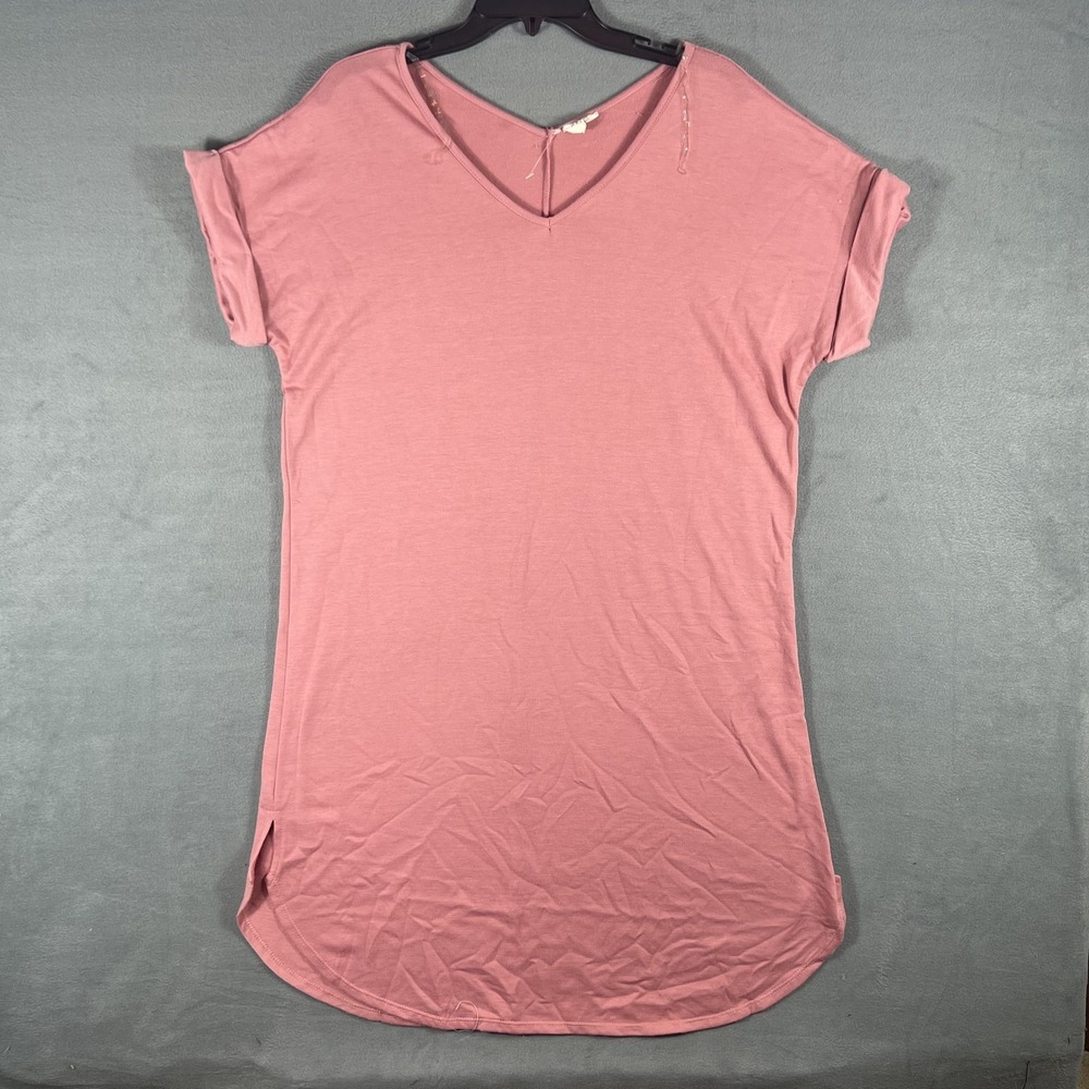 Fantastic Fashion Women's Mauve V-Neck T-Shirt Dress Pullover Casual M/L